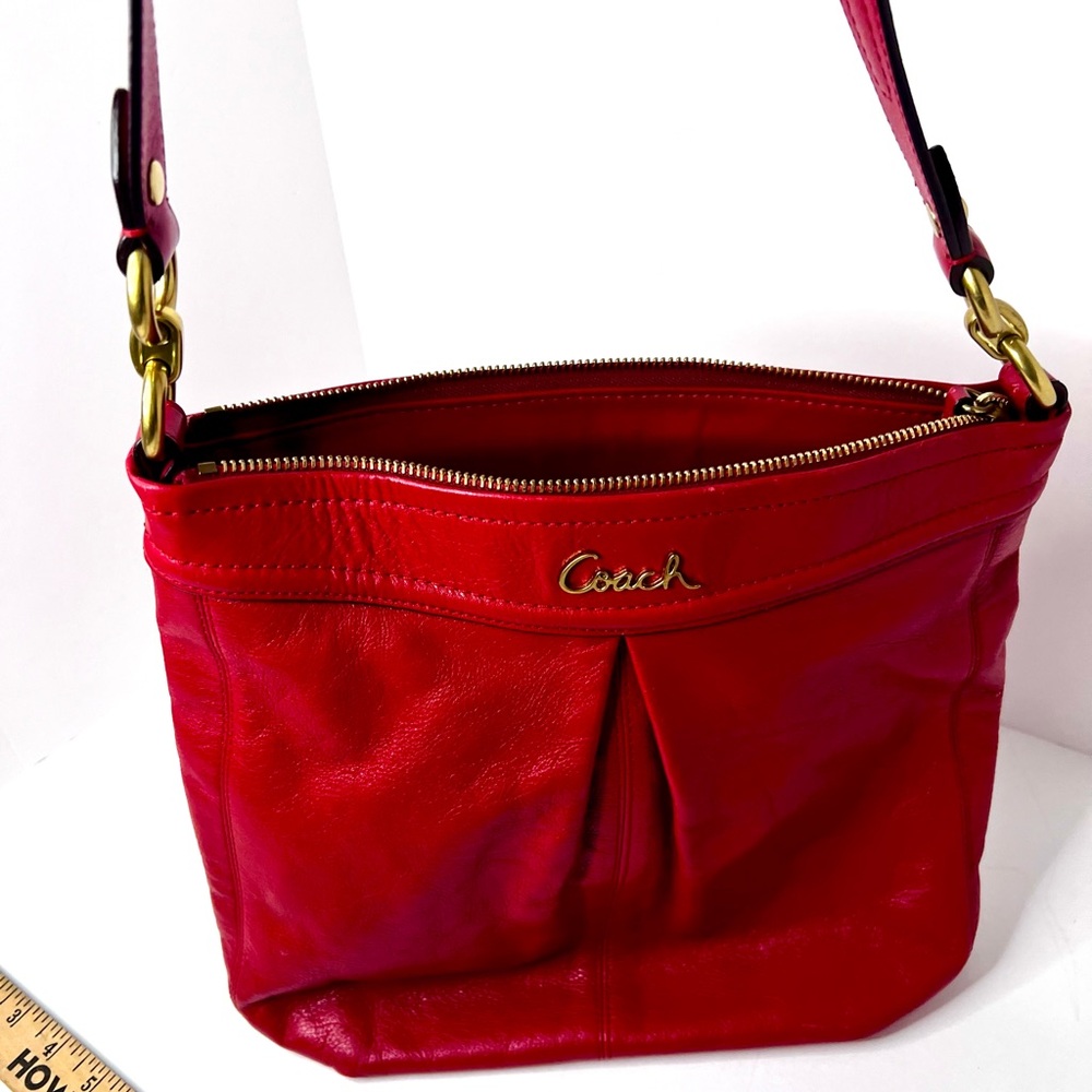 Coach Madison Maggie 41964 Red Leather Shoulder Bag Purse - Picture 10 of 14